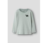 Langarmshirt NAME IT "NMMVILLY LS SLIM TOP NOOS", Jungen, Gr. 92, grün (grün milieu print:dinosaur), Jersey, Obermaterial: 100% Baumwolle, bedruckt, gestreift, slim fit normal, Rundhals, Shirts Langar