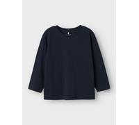 Langarmshirt NAME IT "NMMVOBBO LS NREG TOP NOOS", Jungen, Gr. 80, blau (schwarz sapphire), Jersey, Obermaterial: 100% Baumwolle, unifarben, normal normal, Rundhals, abgesteppte Kante, Shirts Langarmsh