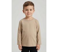 Langarmshirt NAME IT "NMMVOBBO LS NREG TOP NOOS", Jungen, Gr. 86, beige (pure cashmere), Jersey, Obermaterial: 100% Baumwolle, unifarben, normal normal, Rundhals, abgesteppte Kante, Shirts Langarmshir