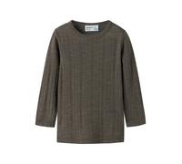 Langarmshirt NAME IT "NMMWANG WOOL NEEDLE LS TOP SOLID NOOS", Jungen, Gr. 116, morel, Strick, Obermaterial: 100% Wolle, unifarben, normal normal, Rundhals, Shirts Langarmshirt, aus reiner Merinowolle