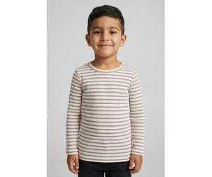Langarmshirt NAME IT "NMNBANI LS XSL TOP NOOS", Jungen, Gr. 122/128, lila (elderberry), Jersey, Obermaterial: 57% Baumwolle, 38% Modal, 5% Elasthan, geringelt, gestreift, slim fit hüftbedeckend, Rundh