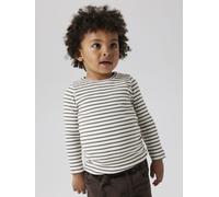 Langarmshirt NAME IT "NMNBANI LS XSL TOP NOOS", Mädchen, Gr. 80, grün (dusty olive), Jersey, Obermaterial: 57% Baumwolle, 38% Modal, 5% Elasthan, geringelt, gestreift, slim fit hüftbedeckend, Rundhals