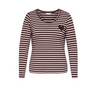 Langarmshirt ONLY CARMAKOMA "CARBODIL L/S O-NECK BLOUSE JRS", Damen, Gr. L, coffee bean stripes:pale lila with emb. heart, Jersey, Obermaterial: 63% Polyester, 33% Baumwolle, 4% Elasthan, gestreift, f