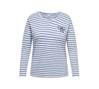 Langarmshirt ONLY CARMAKOMA "CARBODIL L/S O-NECK BLOUSE JRS", Damen, Gr. XL, riviera stripes:cloud dancer, emb. bow, Jersey, Obermaterial: 63% Polyester, 33% Baumwolle, 4% Elasthan, gestreift, regular