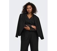 Langarmshirt ONLY CARMAKOMA "CARNIKKA L/S LACE TOP JRS NOOS", Damen, Gr. M, schwarz-weiß (schwarz), Jersey, Obermaterial: 95% Polyamid, 5% Elasthan, unifarben, figurbetont normal, V-Ausschnitt, Shirts