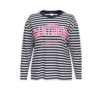 Langarmshirt ONLY CARMAKOMA "CARSARAH LIFE L/S O-NECK BLOUSE JRS", Damen, Gr. M, blau (navy blazer stripes:cloud dancer), Jersey, Obermaterial: 100% Baumwolle, gestreift, regular fit normal, gerader A