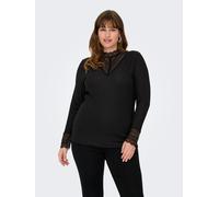 Langarmshirt ONLY CARMAKOMA "CARTILDE GLITTER L/S HIGHNECK TOP NOOS", Damen, Gr. S, schwarz detail:tone in tone lurex, Jersey, Obermaterial: 100% Polyester, unifarben, regular fit hüftlang, hoch gesch