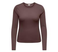 Langarmshirt ONLY CARMAKOMA "CARVAL L/S O-NECK TOP JRS NOOS", Damen, Gr. M, braun (bracken), Jersey, Obermaterial: 95% Baumwolle, 5% Elasthan, unifarben, regular fit normal, Rundhals, Shirts Langarmsh