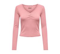 Langarmshirt ONLY "ONLBETTY LIFE L/S SCALLOP V-NECK CC JRS", Damen, Gr. L, rosy touch, Jersey, Obermaterial: 95% Baumwolle, 5% Elasthan, unifarben, hüftlang, V-Ausschnitt, Shirts Langarmshirt, mit Raf