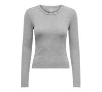 Langarmshirt ONLY "ONLEASY L/S O-NECK TOP BOX JRS", Damen, Gr. L, light grau melange, Jersey, Obermaterial: 95% Baumwolle, 5% Elasthan, unifarben, Rundhals, Shirts Langarmshirt (82225251-L) light grau