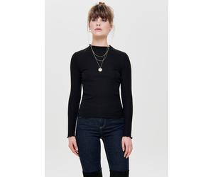 Langarmshirt ONLY "ONLEMMA L/S HIGH NECK TOP", Damen, Gr. XL, schwarz, Jersey, Obermaterial: 65% Polyester, 30% Viskose, 5% Elasthan, unifarben, sehr schmal normal, hoch geschlossener Ausschnitt, gewe