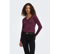 Langarmshirt ONLY "ONLIDA L/S V NECK LACE TOP CS JRS", Damen, Gr. XL, lila (port royale detail:port royale lace), Jersey, Obermaterial: 75% Viskose, 25% Polyester, unifarben, regular fit normal, V-Aus