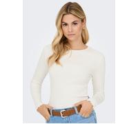 Langarmshirt ONLY "ONLINA L/S O-NECK TOP JRS", Damen, Gr. L, cloud dancer, Jersey, Obermaterial: 95% Baumwolle, 5% Elasthan, unifarben, regular fit, Rundhals, Shirts Langarmshirt (28979044-L)