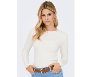 Langarmshirt ONLY "ONLINA L/S O-NECK TOP JRS", Damen, Gr. L, cloud dancer, Jersey, Obermaterial: 95% Baumwolle, 5% Elasthan, unifarben, regular fit, Rundhals, Shirts Langarmshirt (28979044-L)