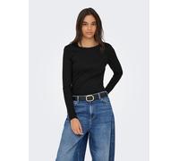 Langarmshirt ONLY "ONLINA L/S O-NECK TOP JRS", Damen, Gr. XS, schwarz, Jersey, Obermaterial: 95% Baumwolle, 5% Elasthan, unifarben, regular fit, Rundhals, Shirts Langarmshirt (91717052-XS) schwarz