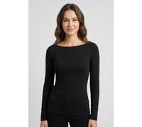 Langarmshirt ONLY "ONLKISS LIFE LS BOATNECK TOP CC JRS NOOS", Damen, Gr. XS, schwarz, Jersey, Obermaterial: 95% Baumwolle, 5% Elasthan, unifarben, regular fit, Shirts Langarmshirt (91642232-XS) schwar