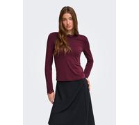 Langarmshirt ONLY "ONLLIV L/S TOP WITH LACE DETAILS CS JRS", Damen, Gr. L, rot (port royale), Jersey, Obermaterial: 95% Viskose, 5% Elasthan, unifarben, regular fit normal, Rundhals, Shirts Langarmshi