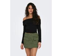 Langarmshirt ONLY "ONLLIVE LOVE L/S OFF SHOULDER CS TOP", Damen, Gr. XS, schwarz, Jersey, Obermaterial: 95% Baumwolle, 5% Elasthan, unifarben, regular fit kurz, Carmenausschnitt, Shirts Langarmshirt,