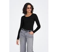 Langarmshirt ONLY "ONLLIVE LOVE L/S ONECK", Damen, Gr. M, schwarz, Jersey, Obermaterial: 95% Baumwolle, 5% Elasthan, unifarben, normal, Rundhals, Shirts Langarmshirt (21265720-M) schwarz