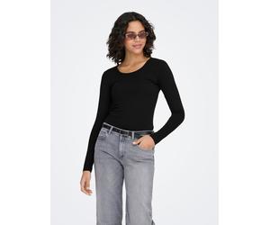 Langarmshirt ONLY "ONLLIVE LOVE L/S ONECK", Damen, Gr. M, schwarz, Jersey, Obermaterial: 95% Baumwolle, 5% Elasthan, unifarben, normal, Rundhals, Shirts Langarmshirt (21265720-M) schwarz