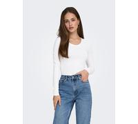 Only Damen Top ONLLIVE LOVE – Langarm Oneck NOOS – Weiß, Gr. S