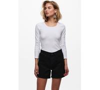 Langarmshirt ONLY "ONLLIVE LOVE L/S ONECK", Damen, Gr. XS, weiß, Jersey, Obermaterial: 95% Baumwolle, 5% Elasthan, unifarben, normal, Rundhals, Shirts Langarmshirt (83379065-XS) weiß