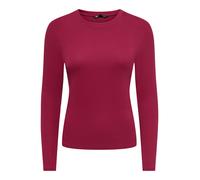 Langarmshirt ONLY "ONLRILEY O-NECK L/S TOP JRS", Damen, Gr. L, rot (rumba rot), Jersey, Obermaterial: 96% Baumwolle, 4% Elasthan, unifarben, normal, Rundhals, Shirts Langarmshirt, Baumwollmischung (11