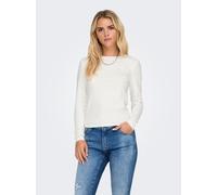 Langarmshirt ONLY "ONLRILEY O-NECK L/S TOP JRS", Damen, Gr. L (40), weiß (cloud dancer), Jersey, Obermaterial: 96% Baumwolle, 4% Elasthan, unifarben, modisch, normal, Rundhals, Langarm, Shirts (931106