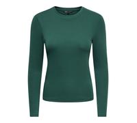 Langarmshirt ONLY "ONLRILEY O-NECK L/S TOP JRS", Damen, Gr. M, grün (june bug), Jersey, Obermaterial: 96% Baumwolle, 4% Elasthan, unifarben, normal, Rundhals, Shirts Langarmshirt, Baumwollmischung (27