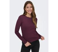 ONLY Regular Fit Langarmshirt aus Baumwoll-Mix Modell 'RILEY' in Bordeaux, Größe M