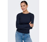 Langarmshirt ONLY "ONLRILEY O-NECK L/S TOP JRS", Damen, Gr. XL, blau (night sky), Jersey, Obermaterial: 96% Baumwolle, 4% Elasthan, unifarben, normal, Rundhals, Shirts Langarmshirt, Baumwollmischung (