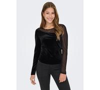 Langarmshirt ONLY "ONLSMOOTH L/S MESH MIX TOP BOX JRS", Damen, Gr. S, schwarz detail:assymetric, Jersey, Obermaterial: 96% Polyester, 4% Elasthan, unifarben, regular fit, Rundhals, Shirts Langarmshirt