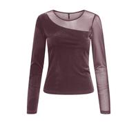 Langarmshirt ONLY "ONLSMOOTH L/S MESH MIX TOP BOX JRS", Damen, Gr. S, winetasting detail:assymetric, Jersey, Obermaterial: 96% Polyester, 4% Elasthan, unifarben, regular fit, Rundhals, Shirts Langarms
