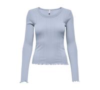 Langarmshirt ONLY "ONLTENNA O-NECK L/S TOP JRS NOOS", Damen, Gr. L, soft chambray, Jersey, Obermaterial: 50% Baumwolle, 50% Polyester, unifarben, regular fit normal, Rundhals, Shirts Langarmshirt (184