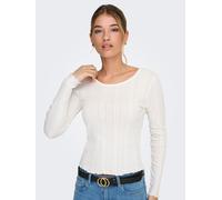 Langarmshirt ONLY "ONLTENNA O-NECK L/S TOP JRS NOOS", Damen, Gr. M, cloud dancer, Jersey, Obermaterial: 50% Baumwolle, 50% Polyester, unifarben, regular fit normal, Rundhals, Shirts Langarmshirt (2280