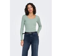 Langarmshirt ONLY "ONLTENNA O-NECK L/S TOP JRS NOOS", Damen, Gr. S, jadeite, Jersey, Obermaterial: 50% Baumwolle, 50% Polyester, unifarben, regular fit normal, Rundhals, Shirts Langarmshirt (38879268-