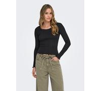 Langarmshirt ONLY "ONLTENNA O-NECK L/S TOP JRS NOOS", Damen, Gr. S, schwarz, Jersey, Obermaterial: 50% Baumwolle, 50% Polyester, unifarben, regular fit normal, Rundhals, Shirts Langarmshirt (59666057-