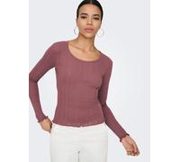 Langarmshirt ONLY "ONLTENNA O-NECK L/S TOP JRS NOOS", Damen, Gr. XL, rose braun, Jersey, Obermaterial: 50% Baumwolle, 50% Polyester, unifarben, regular fit normal, Rundhals, Shirts Langarmshirt (31062