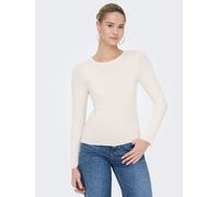 Langarmshirt ONLY "ONLVIRRO O NECK L/S TOP BOX JRS", Damen, Gr. M, beige (egret), Jersey, Obermaterial: 62% Polyester, 33% Viskose, 5% Elasthan, unifarben, regular fit normal, Rundhals, Shirts Langarm