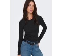 Langarmshirt ONLY "ONLZELE L/S ROUNDNECK TOP JRS", Damen, Gr. M, schwarz aop:joh leo, Jersey, Obermaterial: 95% Polyester, 5% Elasthan, bedruckt, slim fit normal, Rundhals, Shirts Langarmshirt (617889