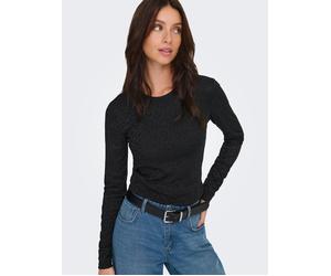 Langarmshirt ONLY "ONLZELE L/S ROUNDNECK TOP JRS", Damen, Gr. XL, schwarz aop:joh leo, Jersey, Obermaterial: 95% Polyester, 5% Elasthan, bedruckt, slim fit normal, Rundhals, Shirts Langarmshirt (61788