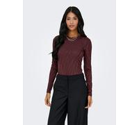 Langarmshirt ONLY "ONLZELE L/S ROUNDNECK TOP JRS", Damen, Gr. XS, decadent chocolate aop:jose zebra, Jersey, Obermaterial: 95% Polyester, 5% Elasthan, bedruckt, slim fit normal, Rundhals, Shirts Langa
