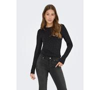 Langarmshirt ONLY "ONLZITA L/S O-NECK TOP BF JRS", Damen, Gr. XS, schwarz detail:silber rhinestones, Jersey, Obermaterial: 96% Polyester, 4% Elasthan, Glitzermuster, unifarben, Rundhals, Shirts Langar