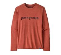 Langarmshirt Patagonia M's L/S Cap Cool Daily Graphic Shirt ('73 Text Logo: Potters Red X-Dye) Mann XL