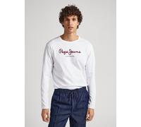 Langarmshirt PEPE JEANS "EGGO LONG", Herren, Gr. M (50), weiß, Single Jersey, Obermaterial: 100% Baumwolle, bedruckt, normal normal, Rundhals, Shirts Langarmshirt (93337941-M)