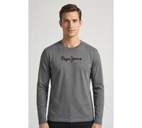 Langarmshirt PEPE JEANS "EGGO LONG N", Damen, Gr. XL, marl grau, Jersey, Obermaterial: 100% Baumwolle, bedruckt, regular fit normal, Rundhals, Shirts Langarmshirt, aus reiner Baumwolle, Rundhals (5842