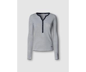 Langarmshirt PEPE JEANS "MEG", Damen, Gr. XL, dulwich blau, Feinripp, Obermaterial: 95% Baumwolle, 5% Elasthan, gestreift, figurbetont hüftlang, Rundhals, Shirts Langarmshirt, mit Knopfleiste (5907384
