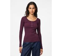 Pieces Slim Fit Langarmshirt aus Baumwoll-Mix Modell 'KITTE' in Dunkelrot, Größe L