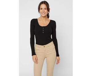 Langarmshirt PIECES "PCKITTE LS TOP NOOS BC", Damen, Gr. M, schwarz, Single Jersey, Obermaterial: 95% Baumwolle, 5% Elasthan, unifarben, slim fit normal, Rundhals, Shirts Langarmshirt, Baumwollmischun