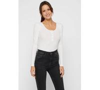Langarmshirt PIECES "PCKITTE LS TOP NOOS BC", Damen, Gr. M, weiß (hellweiß), Single Jersey, Obermaterial: 95% Baumwolle, 5% Elasthan, unifarben, slim fit normal, Rundhals, Shirts Langarmshirt (1750095